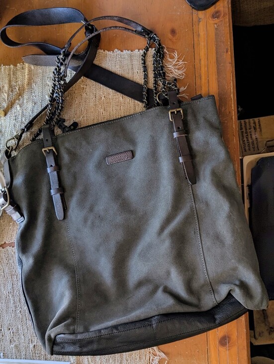 Liebeskind Handbags - Liebeskind Berlin Nubuck Leather Satchel Leather Tote w/ Chain Handles